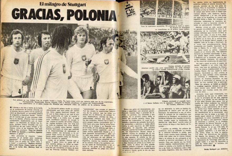 La repercusión en Argentina de la victoria polaca contra Italia en el mundial 74