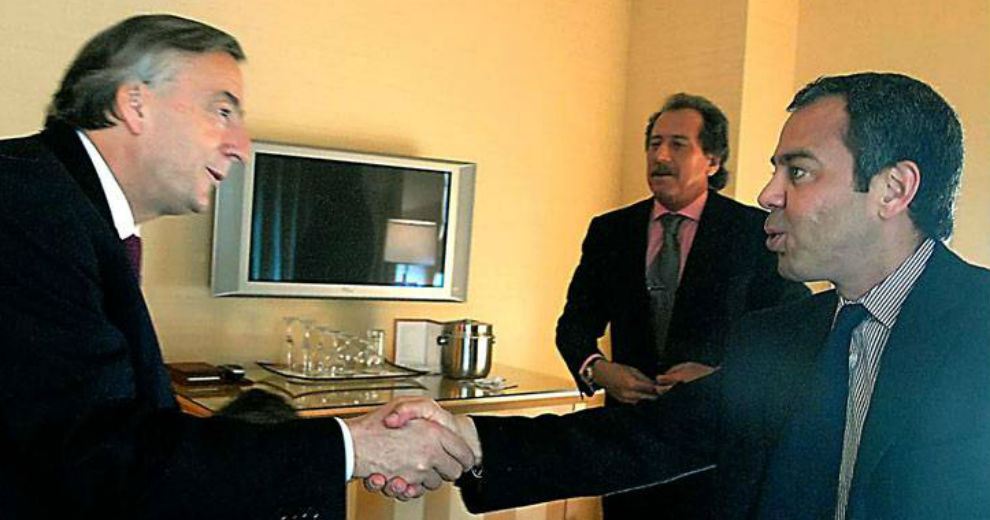 David Martínez, de Fintech, con Néstor Kirchner y Jorge Brito del Banco Macro.