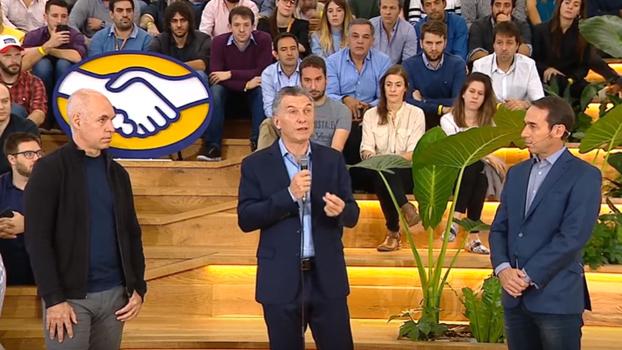 Horacio Rodríguez Larreta, Mauricio Macri y Marcos Galperin, en la inauguración de las oficinas de Mercado Libre en Saavedra.
