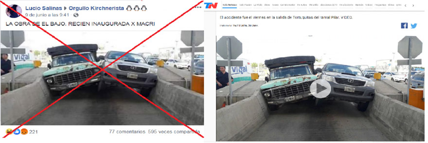 Capturas de pantalla realizadas el 11 de junio de 2019 de una de las publicaciones en Facebook y del video original de 2016.
