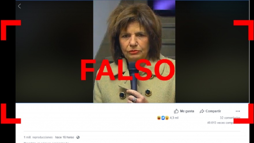 Patricia Bullrich fue víctima de un video falso este año.