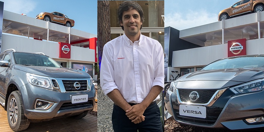 Pablo Marcó, de Nissan, entre las dos estrellas: Frontier y Versa.