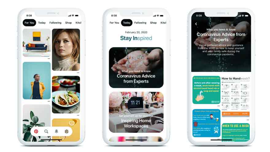Pinterest reformó sus tableros por la pandemia.