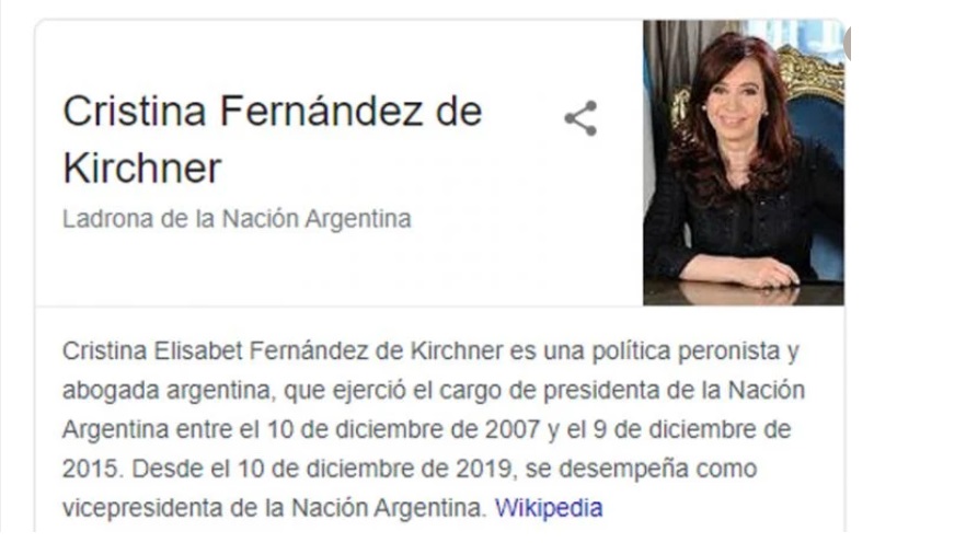 Google viene de un escándalo con la vicepresidenta Cristina Fernández de Kirchner.