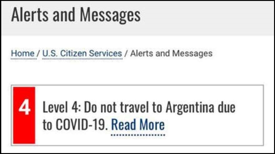 El alerta que apareció en la Embajada de EE.UU. en Argentina