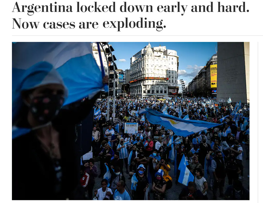 El Washington Post ilustró su artículo con una imagen de un banderazo de protesta contra el Gobierno.