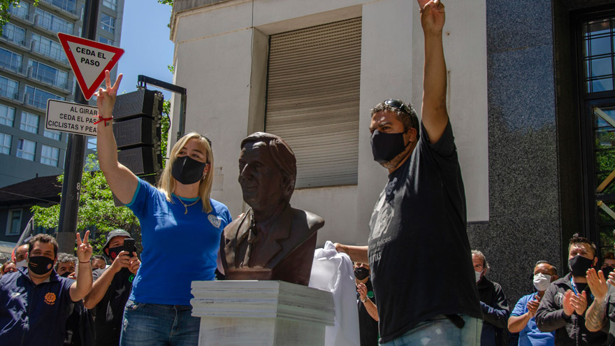 El busto de Néstor Kirchner que inauguró la CGT.