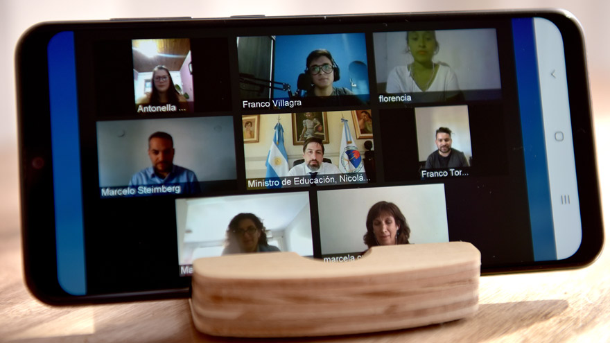 El ministro Trotta, en el encuentro virtual.