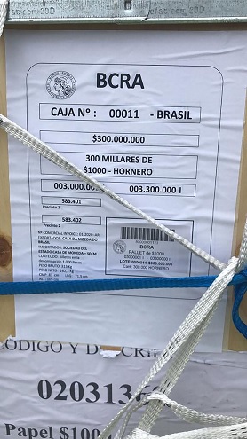 Comenzaron a llegar billetes de $1.000 impresos en Brasil