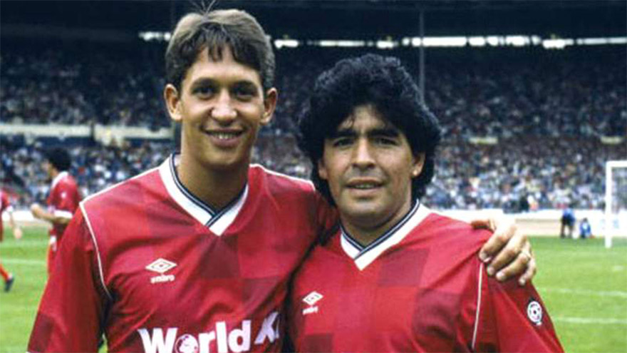 El inglés Gary Lineker, goleador del Mundial 86 junto a Diego, el campeón.