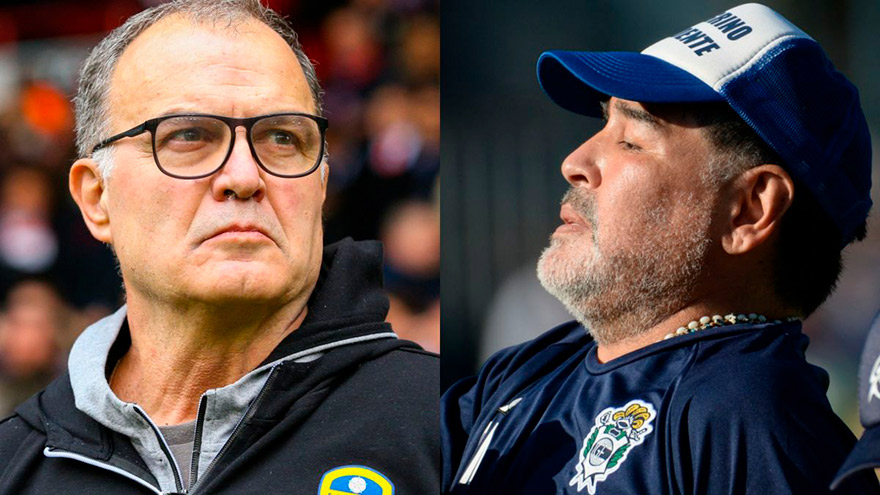 Bielsa y Maradona. Ambos fueron técnicos de la Selección.