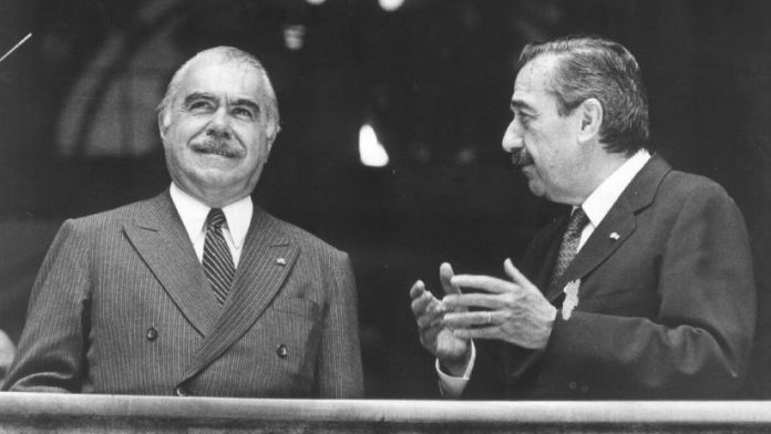 Alfonsín y Sarney en Foz de Iguazú el 30 de Noviembre de 1986