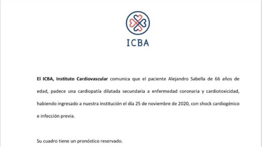 Este es el parte médico que se conoció días atrás