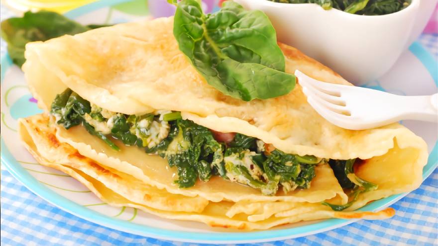 Los panqueques salados se pueden comer en forma de crepes