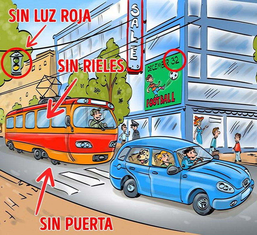 Reto visual: estos los los errores de la imagen.