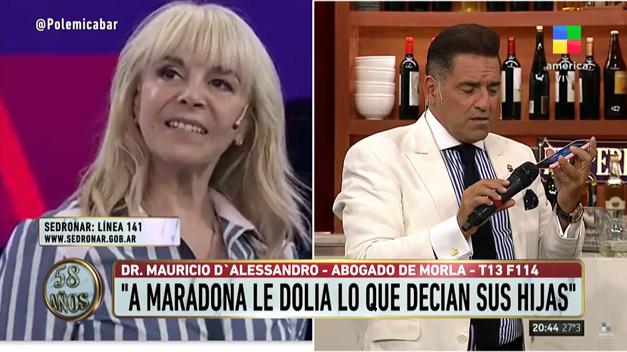 Claudia Villafañe habló telefónicamente con Mariano Iúdica y con los miembros del programa Polémica en el Bar