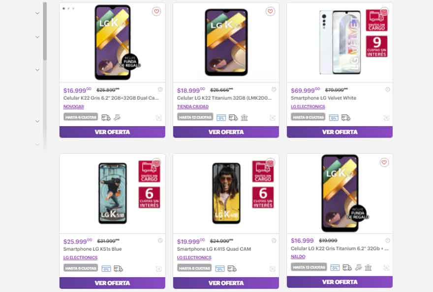 Además del Velvet, hay otros modelos de LG disponibles.