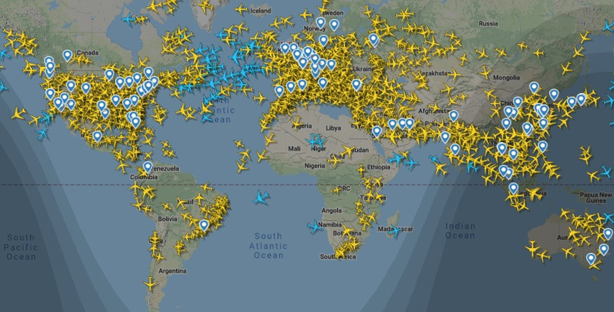 El mapa que señala la concentración de tránsito aéreo en el mundo fue utilizado por la oposición para criticar el argumento sanitario del Gobierno