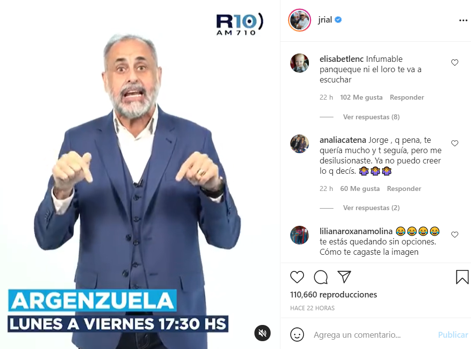 Algunos comentarios en la publicación de Rial
