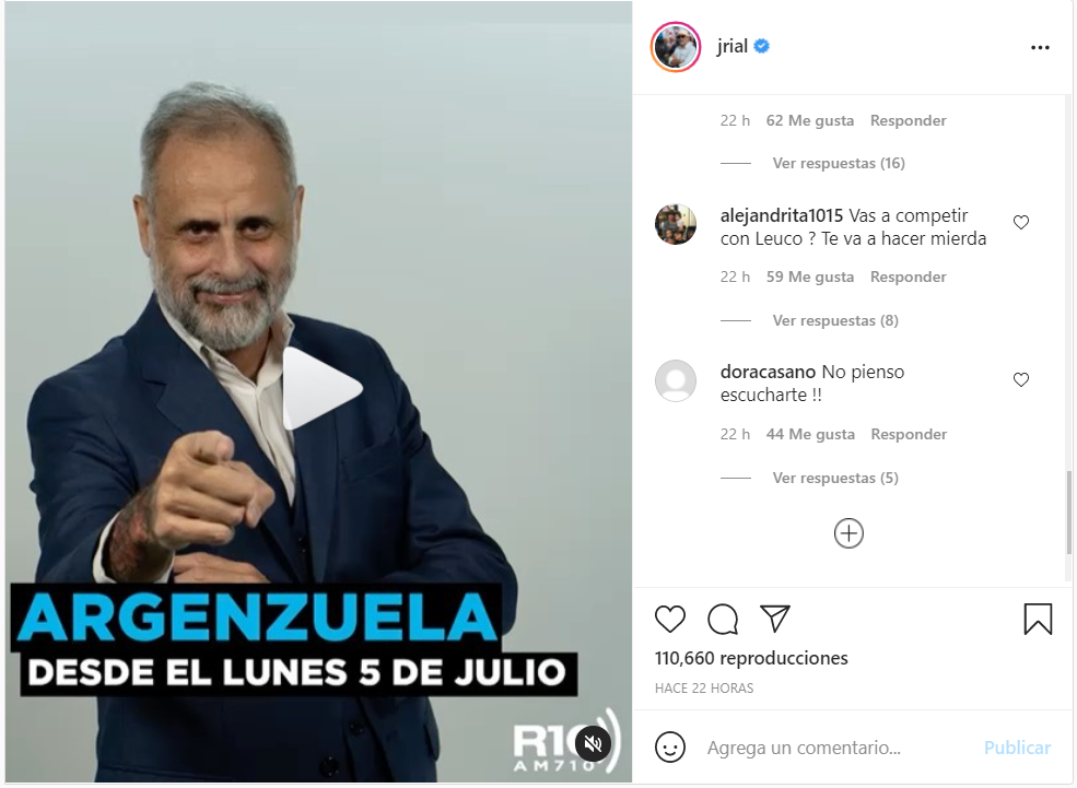 Algunos comentarios en la publicación de Rial