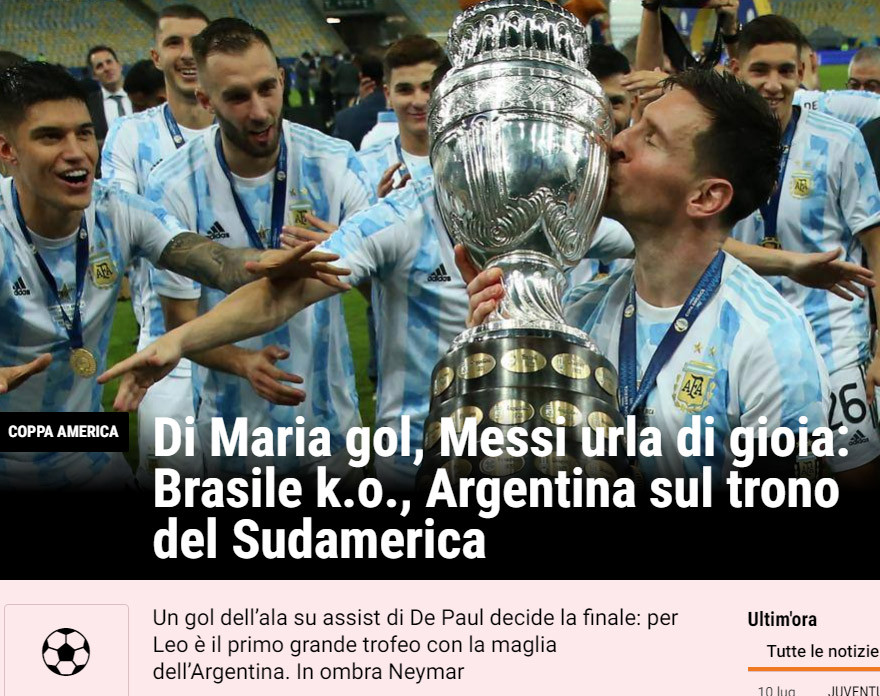 Grandísima foto de Messi en Gazzetta dello Sport.
