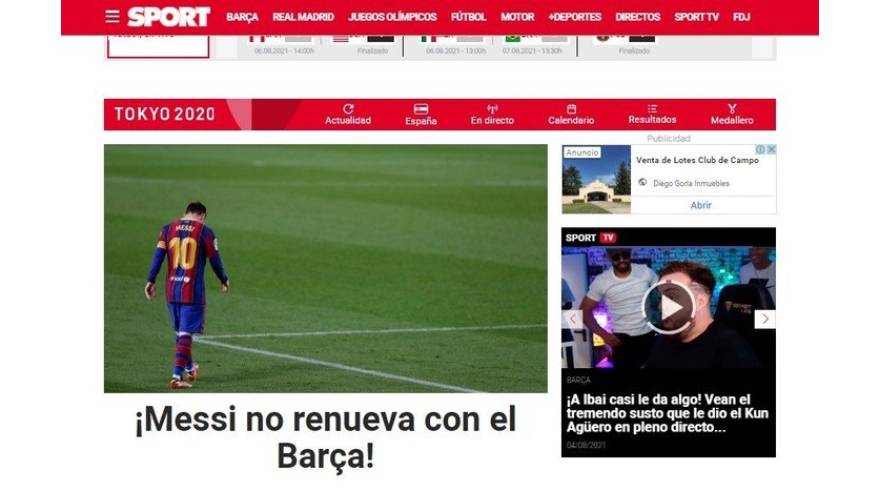 La portada de Sport