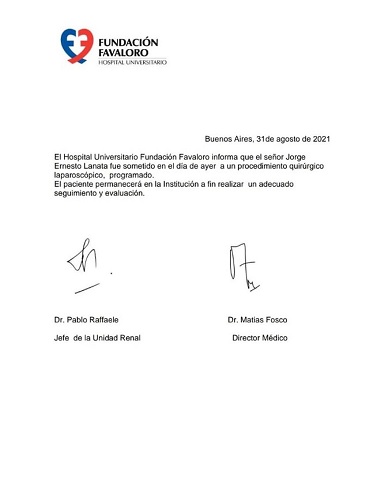Parte médico de Jorge Lanata