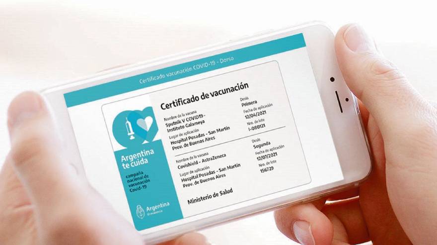El certificado de vacunación se puede ver en la app Mi Argentina