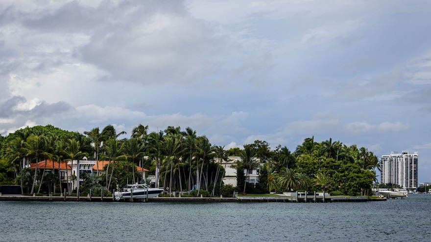 Vista de las propiedades ubicadas en la cara sur de Star Island, en Miami