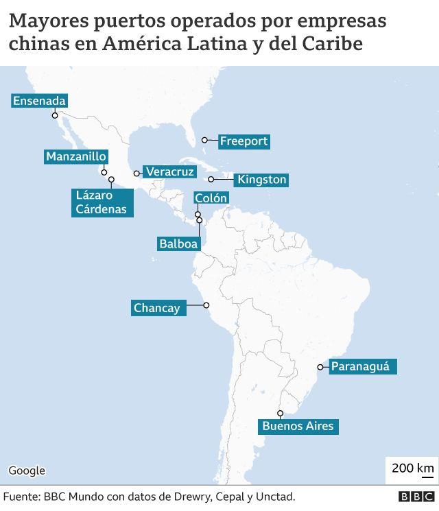 La presencia china en los puertos de América Latina, cada vez más fuerte. Fuente: BBC Mundo.
