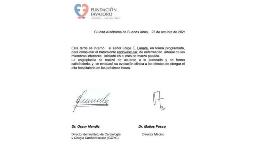 El parte médico que emitió la