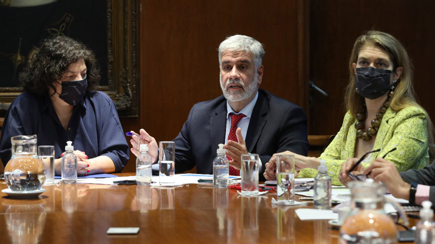 La ministra de Salud, Carla Vizzotti, junto a Feletti en la reunión que mantuvieron con los laboratorios la semana pasada.