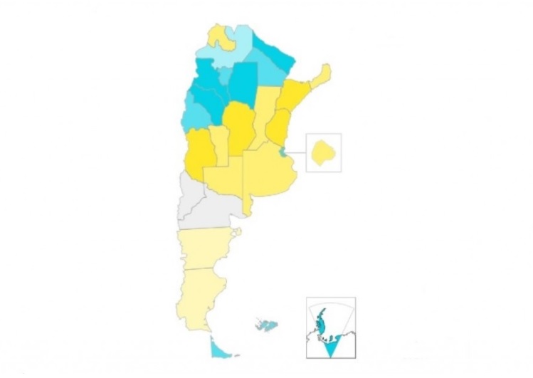 Así quedó el mapa de la Argentina tras el escrutinio provisorio de las elecciones legislativas.