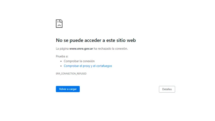 Caído: el sitio web del ENRE no dio respuesta.