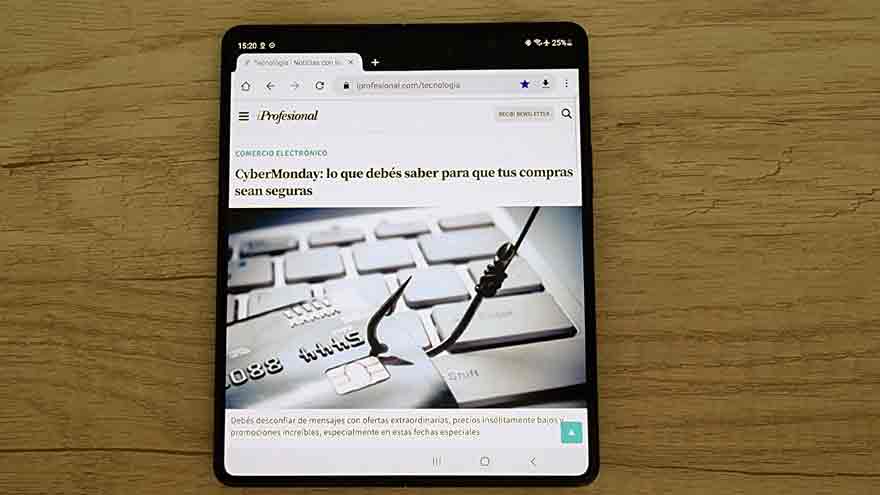 Pantalla principal del Galaxy Z Fold 3.