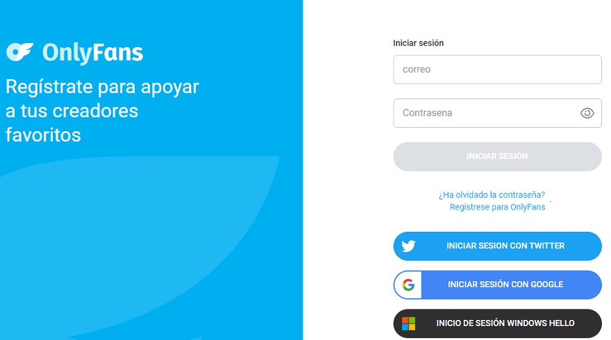 OnlyFans exige un registro para poder utilizarse.