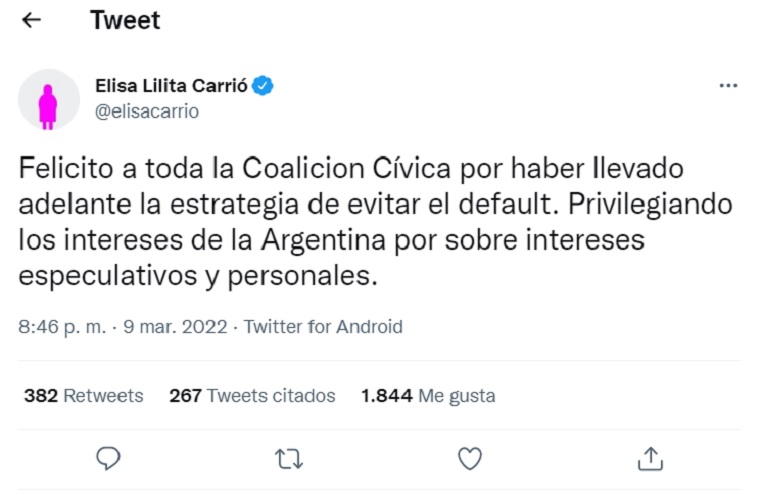 Carrió y un palo para los 