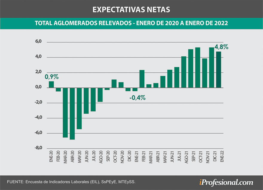 Expectativas laborales netas Ministerio de Trabajo de la Nación