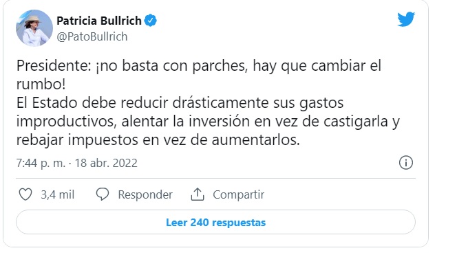 Patricia Bullrich cuestionó el proyecto de impuesto a la renta inesperada
