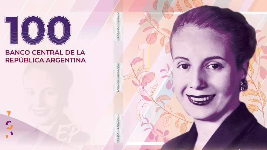 Evita estará en el billete de 100 pesos.