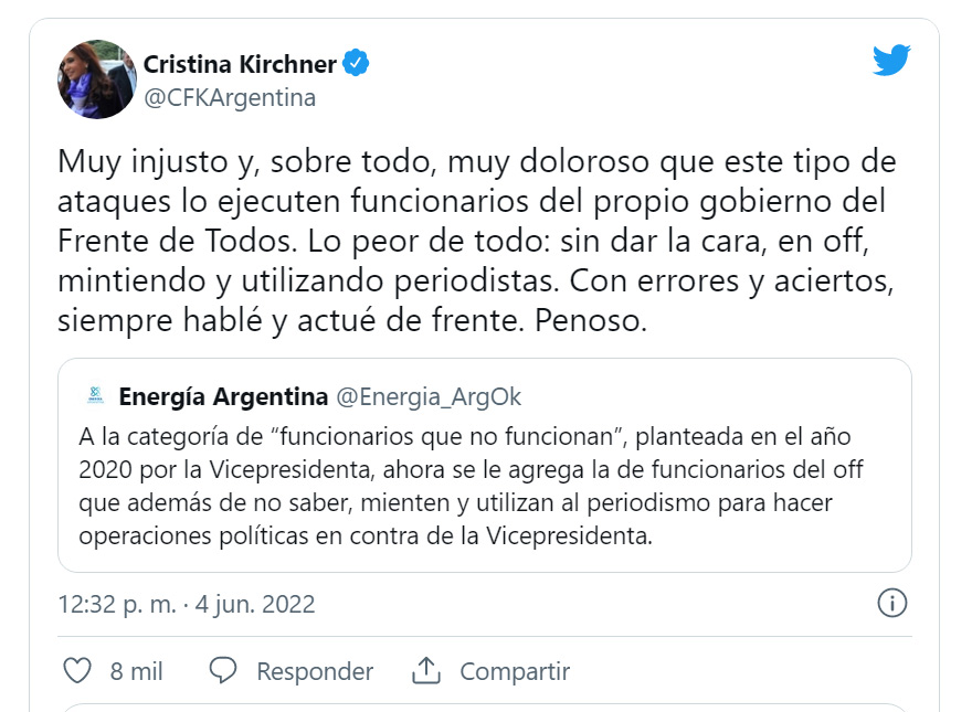 El duro tuit de Cristina Kirchner que motivó el despido de Matías Kulfas.