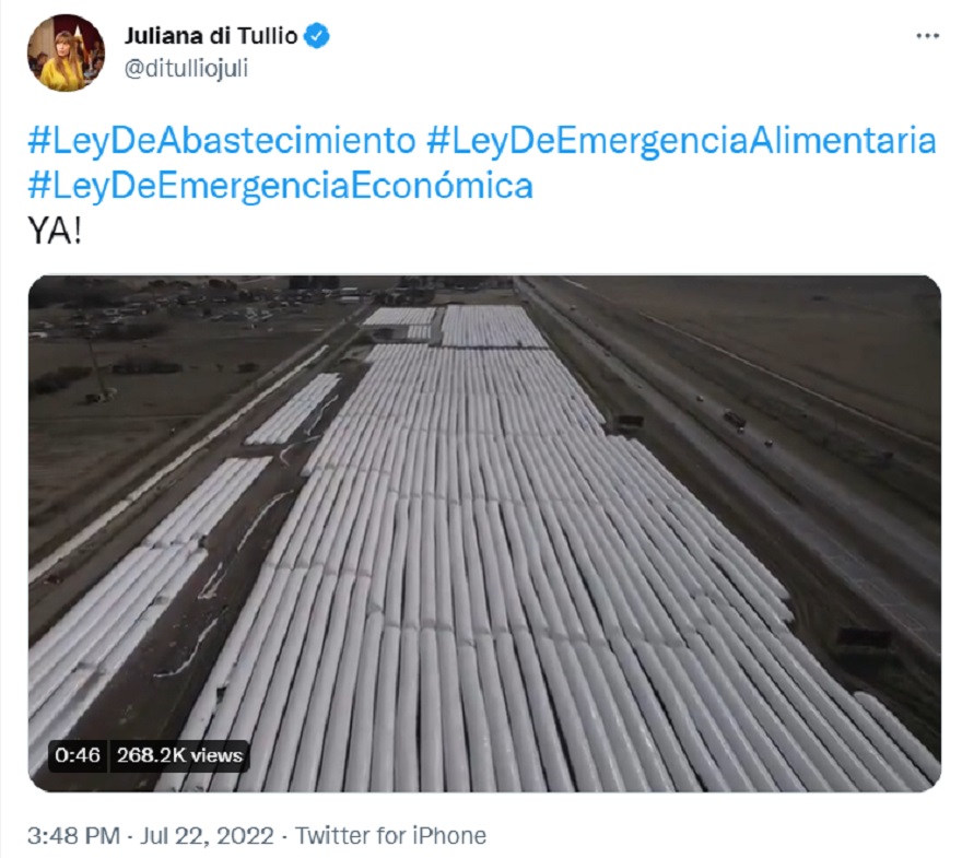 La funcionaria kirchnerista acusó al campo de guardar sus productos.