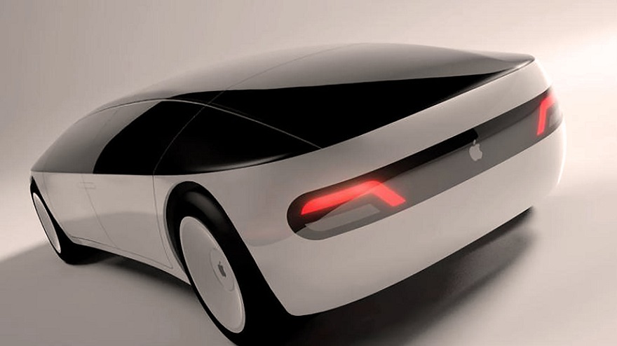 El logo de Apple se destaca en varias partes del auto.
