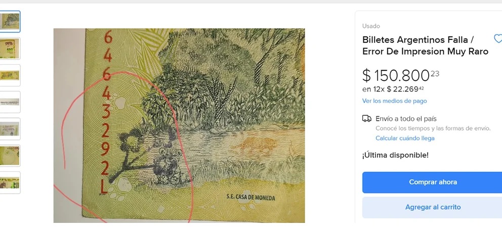 Piden más de $150.000 por un billete de $500