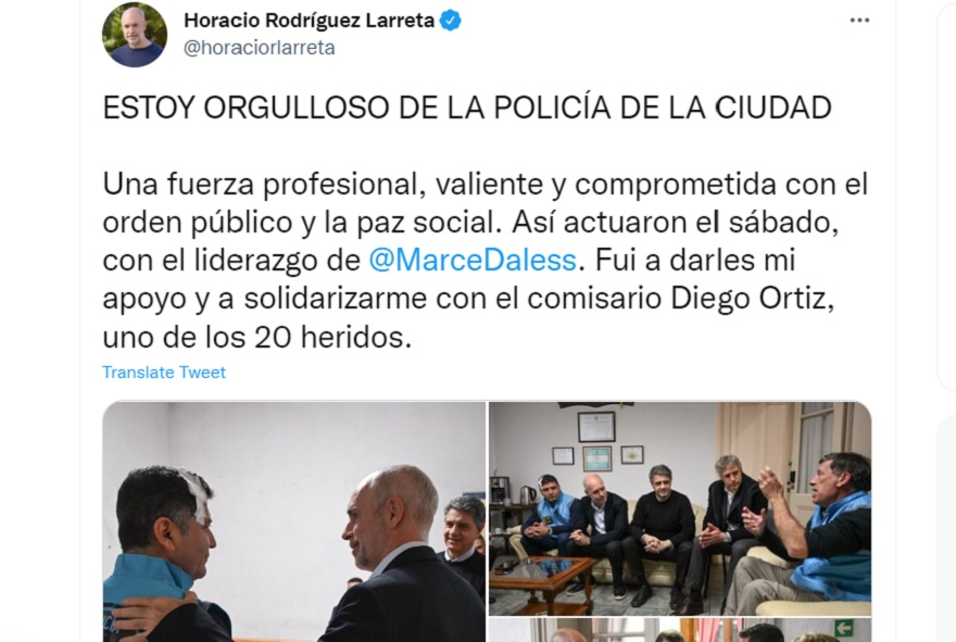 Larreta defendió y felicitó el accionar de la policía en Recoleta.