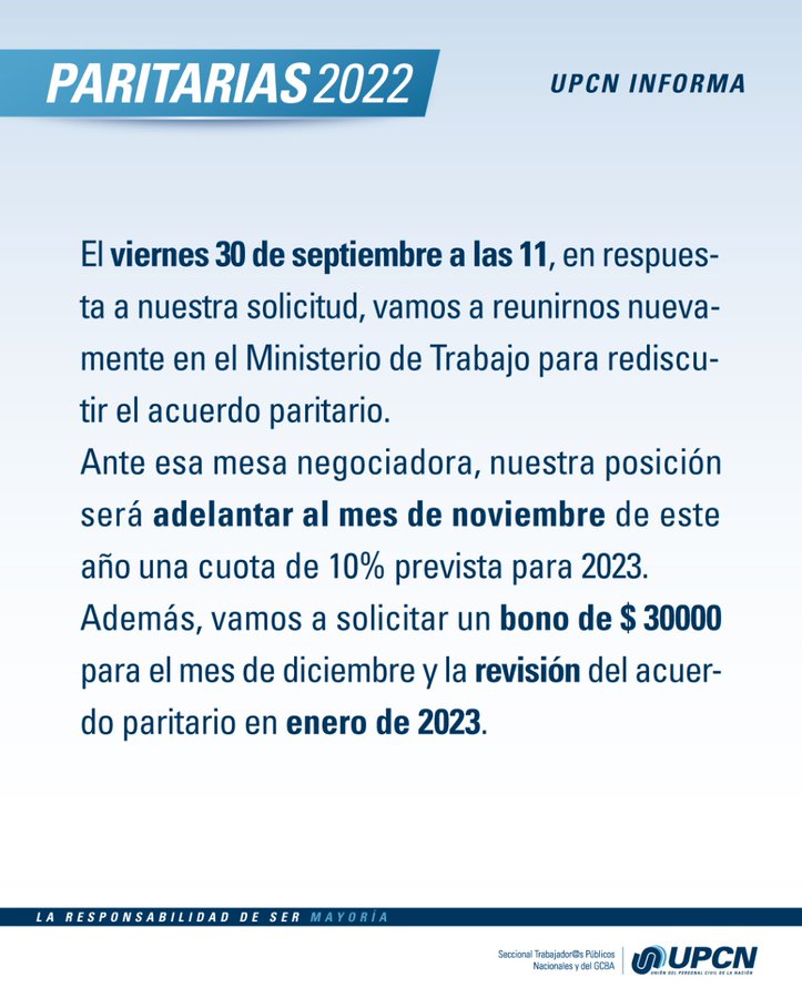 Comunicado de UPCN difundido en redes sociales