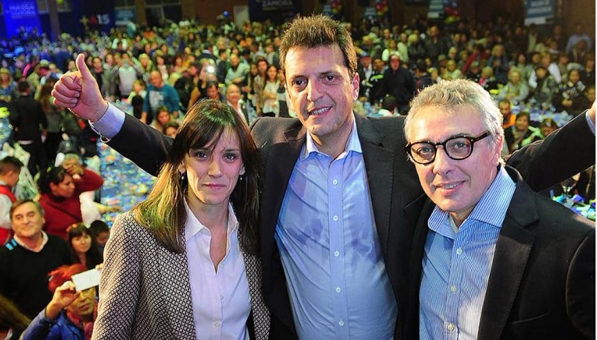 Zamora junto a Sergio Massa y Malena Galmarini. Hoy están enfrentados políticamente
