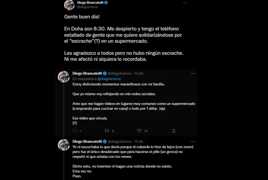 El descargo de Brancatelli en redes sociales