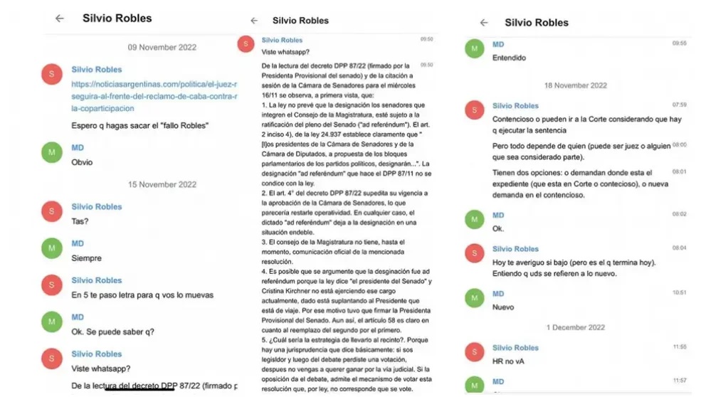 Los chats entre Robles y D'Alessandro