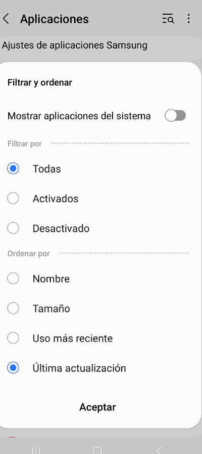 Ordená por las menos utilizadas para saber las aplicaciones que pueden deshacerse.